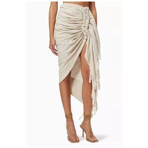 Just Be Queen Tulum Skirt 100% Cotton Sarong in Oatmeal Size Medium